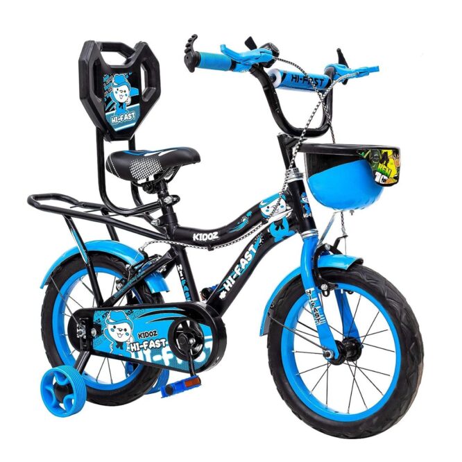 HI-FAST 16 inch Kids Cycle for 4 to 7 Years Boys & Girls with Training Wheels & Carrier (KIDOZ-16T-95% Assembled), Blue p2