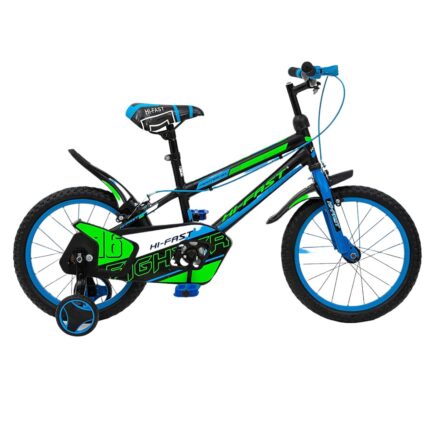 HI-FAST 16 inch Kids Cycle for 4 to 7 Years Boys & Girls with Training Wheels (FIGHTER-16T-95% Assembled), Blue