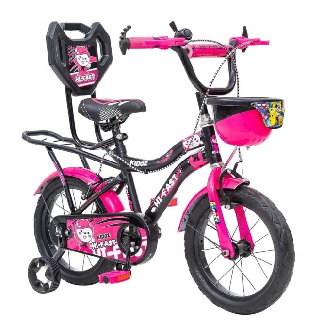 HI-FAST 16 inch Kids Cycle for 4 to 7 Years Boys & Girls with Training Wheels & Carrier (KIDOZ-16T-95% Assembled), Pink p2