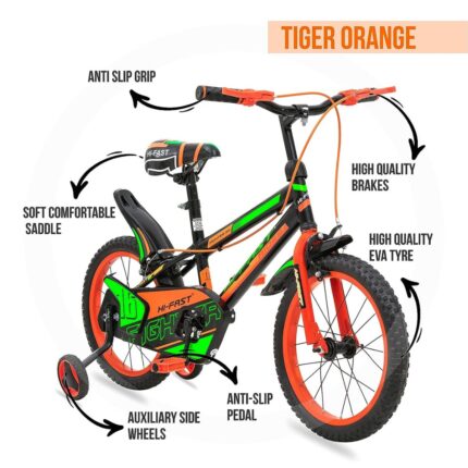 HI-FAST 16 inch Kids Cycle for 4 to 7 Years Boys & Girls with Training Wheels (FIGHTER-16T-95% Assembled), Orange p2