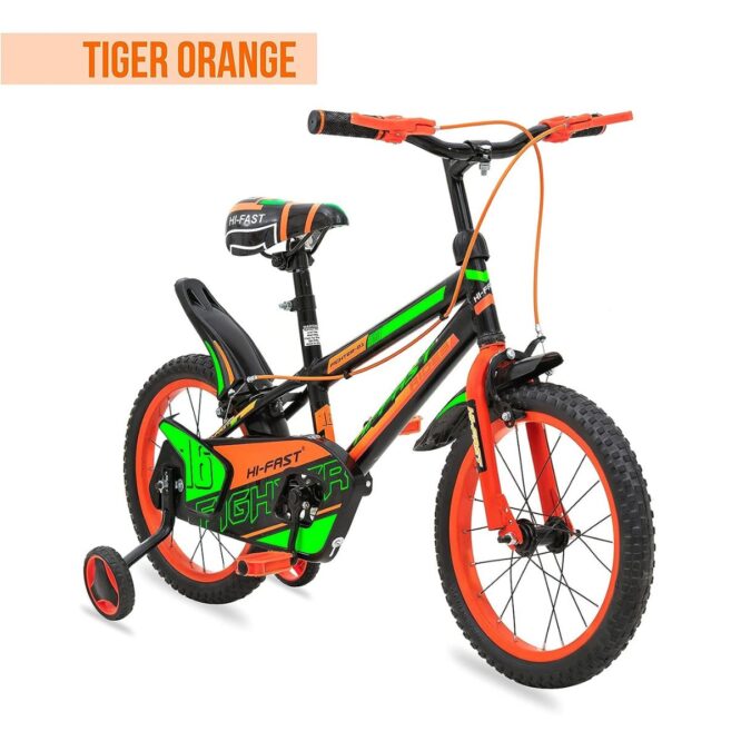 HI-FAST 16 inch Kids Cycle for 4 to 7 Years Boys & Girls with Training Wheels (FIGHTER-16T-95% Assembled), Orange p4