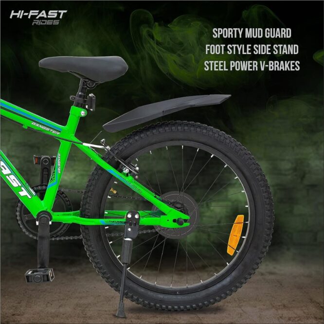 HI-FAST Gangster 20T Cycle for Boys & Girls 7 to 10 Years with Tyre-Tube & Side Stand (Semi-Assembled) ( Green) 20 inches, Road Bike p1