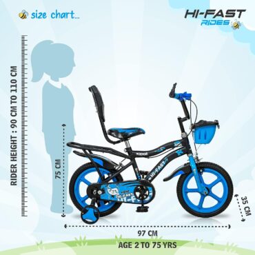 HI-FAST Kidoz Fun and Easy-Ride 14 Inch Cycles for Kids Ages 2-5 Years with Training Wheels and 95% Assembled-Blue p1