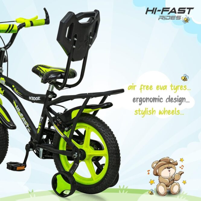 HI-FAST Kidoz Fun and Easy-Ride 14 Inch Cycles for Kids Ages 2-5 Years with Training Wheels and 95% Assembled-Green p1