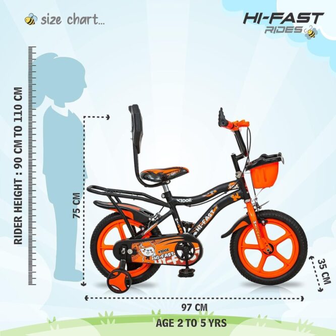 HI-FAST Kidoz Fun and Easy-Ride 14 Inch Cycles for Kids Ages 2-5 Years with Training Wheels and 95% Assembled-Orange p2