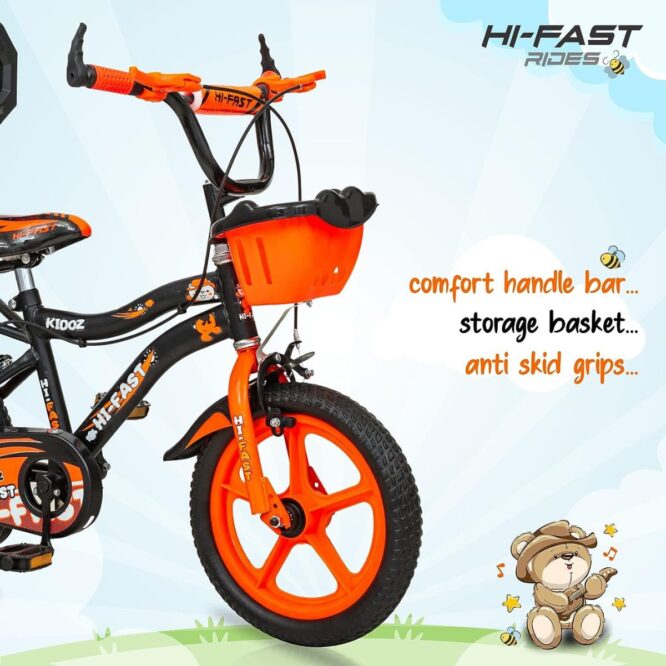 HI-FAST Kidoz Fun and Easy-Ride 14 Inch Cycles for Kids Ages 2-5 Years with Training Wheels and 95% Assembled-Orange p3