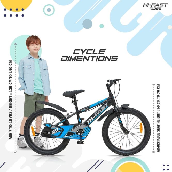 HI-FAST Smash 20T Cycle for Boys & Girls 7 to 10 Years with Tyre-Tube & Side Stand (Semi-Assembled) 20 Inches,Road Bike- Blue p3
