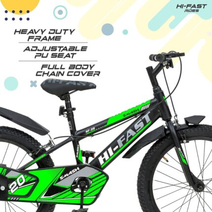 HI-FAST Smash 20T Cycle for Boys & Girls 7 to 10 Years with Tyre-Tube & Side Stand (Semi-Assembled) 20 Inches,Road Bike- Green p3
