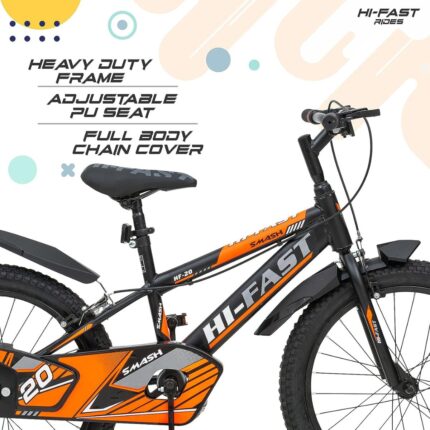 HI-FAST Smash 20T Cycle for Boys & Girls 7 to 10 Years with Tyre-Tube & Side Stand (Semi-Assembled) 20 Inches,Road Bike- Orange p3
