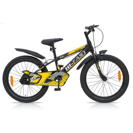 HI-FAST Smash 20T Cycle for Boys & Girls 7 to 10 Years with Tyre-Tube & Side Stand (Semi-Assembled) 20 Inches,Road Bike- Yellow
