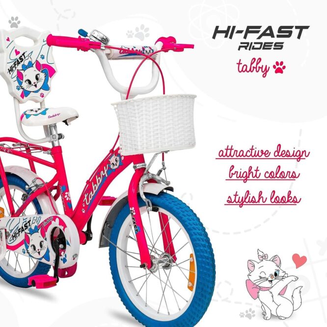 HI-FAST Tabby Kids Cycle for Boys & Girls 5 to 7 Years(16T-Semi-Assembled)16 Inches , Pink p2