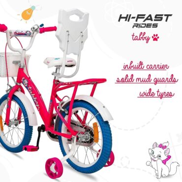 HI-FAST Tabby Kids Cycle for Boys & Girls 5 to 7 Years(16T-Semi-Assembled)16 Inches , Pink p3