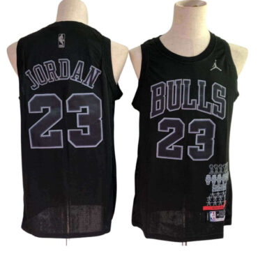 Bulls Jordan #23 Basketball Jerseys (Fans Wear) (Black)