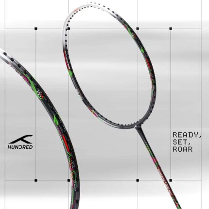 Hundred Powertek 1000 Pro Badminton Racquet-DR Grey/WHT P4