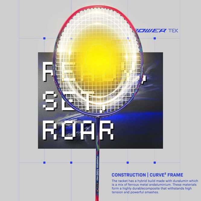 Hundred Powertek 1000 Pro Badminton Racquet-Navy/Pink p3