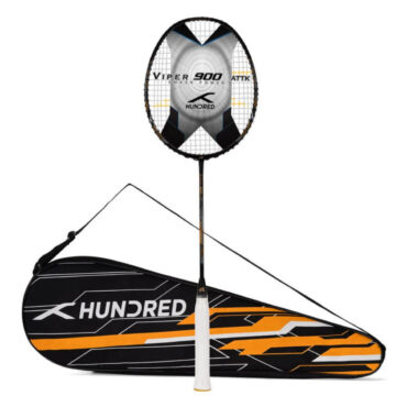 Hundred Viper 900 Carbon Fibre Strung Badminton Racquet-BLK/G/S