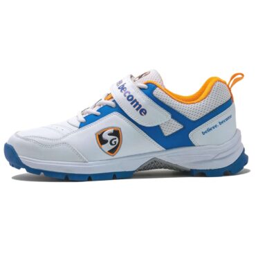SG Century 6.0 Rubber Spikes Cricket Shoes (WhiteRoyal BlueOrange) (2)