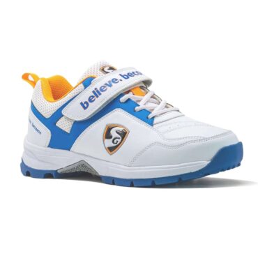 SG Century 6.0 Rubber Spikes Cricket Shoes (WhiteRoyal BlueOrange) (2)