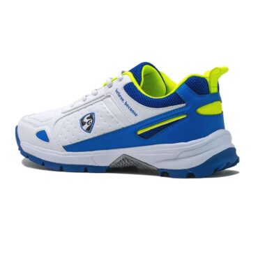 SG Club 6.0 Rubber Spikes Cricket Shoes ( White/Royal Blue/Lime)