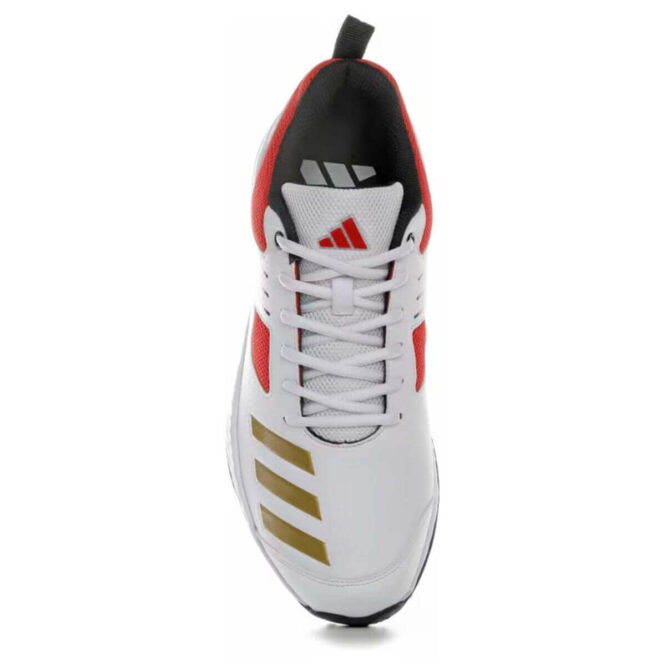 Adidas Crihase 23 Mens Cricket Shoes (Cloud White/Gold Metallic/Bright Red) P2