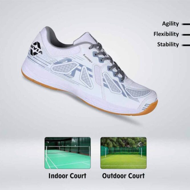 Nivia Appeal 3.0 Badminton Shoes -(White/Grey) P1