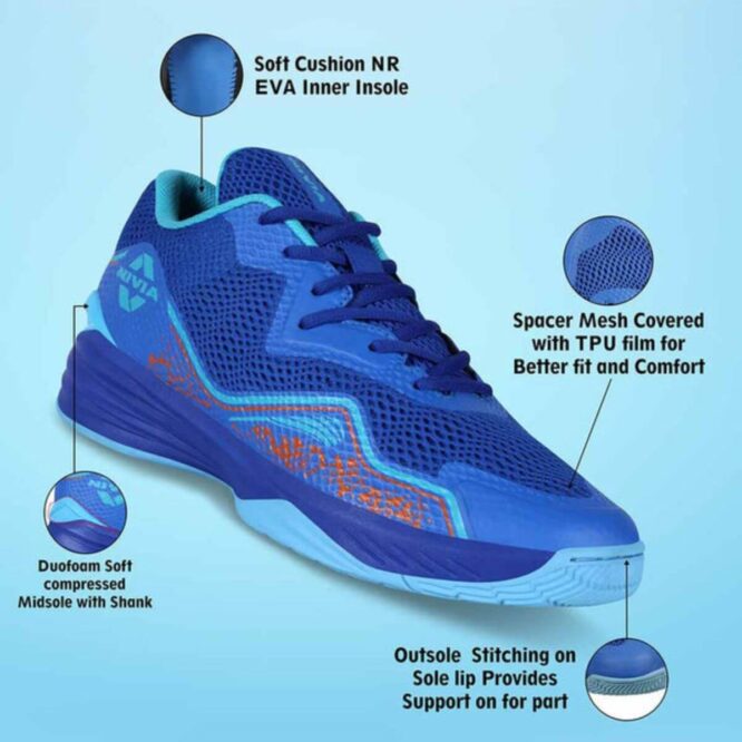 Nivia Warrior 2.0 Basketball Shoes (Blue) p3