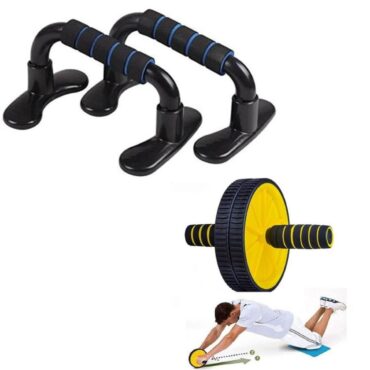 Fitfix Professional Abdominal Wheel With Push Up Bar (Ab Roller Push Up Bar Combo)